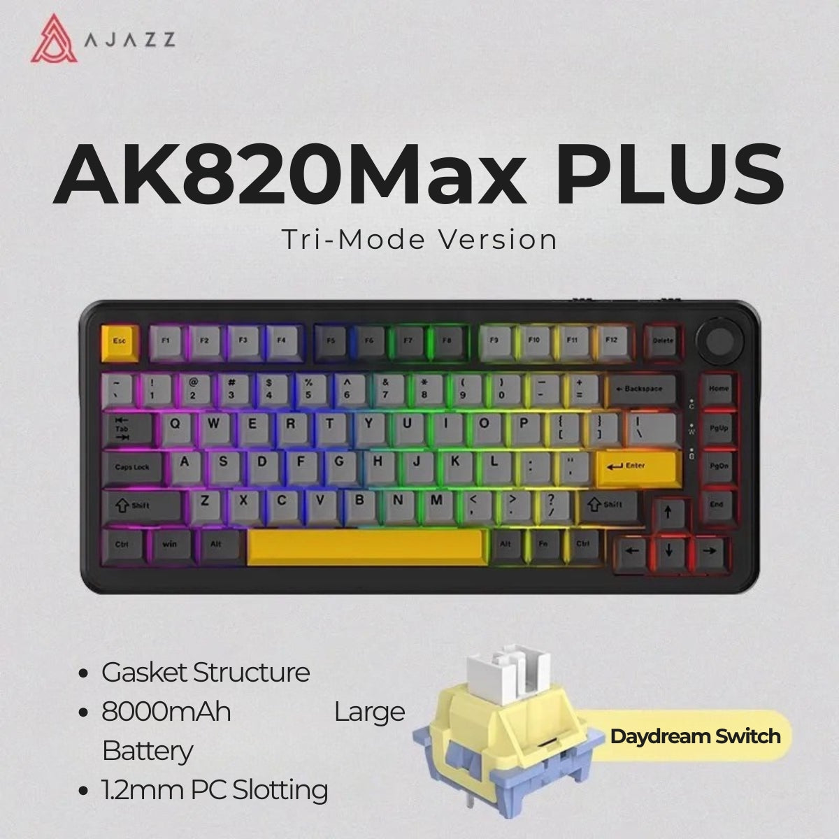 がく Ajazz AK820 Max Magnetic Switch Mechanical Keyboard - WhatGeek