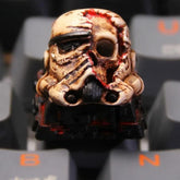 Battle - Damaged Skull Resin Artisan Keycap - KeyArtisan