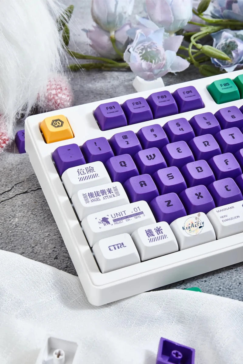 Cool Purple EVA-01 Anime PBT XDA Keycap Set – KeyArtisan