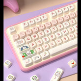 Cute Pink Secret Agent Bear Theme Keycap Set - KeyArtisan