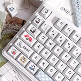 Cute White Bear Theme Graffiti Keycap Set - KeyArtisan