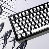Cool Manga Black & White Graffiti Keycap Set for Mechanical Keyboard, Artisan Keycap, Drawing-Style, Cherry Profile, ISO, PBT DyeSub, 141pcs