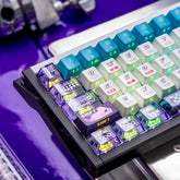 Cool Purple Backlit Transparent PBT ISO Keycap Set for Mechanical Keyboards, Custom Keycap Set, MDA Profile, Side-Printed, Dye-Sub, 193pcs