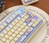 Cute Brown Bear Theme Artisan Keycap Set for Mechanical Keyboard, Kawaii Keycaps, MDA Profile, PBT Dye-Sub, Mx(+)Switches, 149pcs