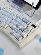 Cute Kitty's Life Theme Blue Cat Keycaps Set for Mechanical Keyboard, Kawaii Keycaps, MDA Profile, PBT Dye-Sub, Mx(+)Switches, 134pcs