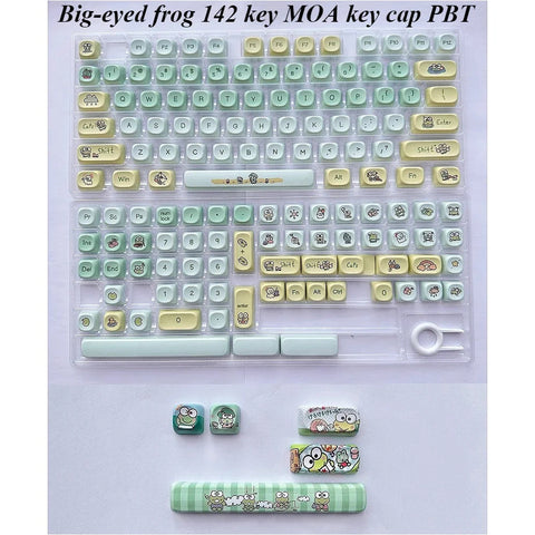 Cute Frog Theme Green Gradient Artisan Keycap Set