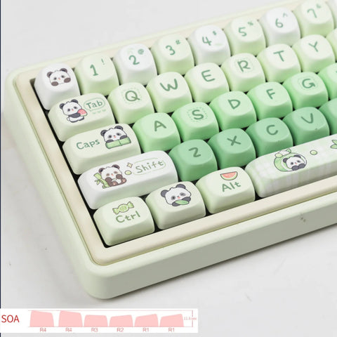 142-Key SOA Profile Cute Panda Green Theme Keycap Set