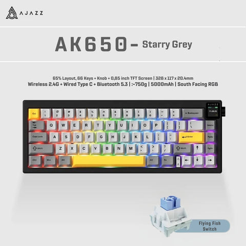 AJAZZ AK650 65% Compact Tri-Mode Mechanical Keyboard