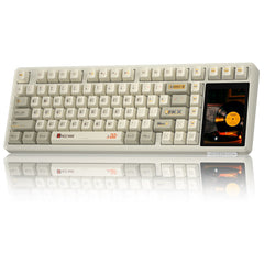 AULA L99 Smart-Screen Mechanical Keyboard — full top view, Creamy Coffee colorway