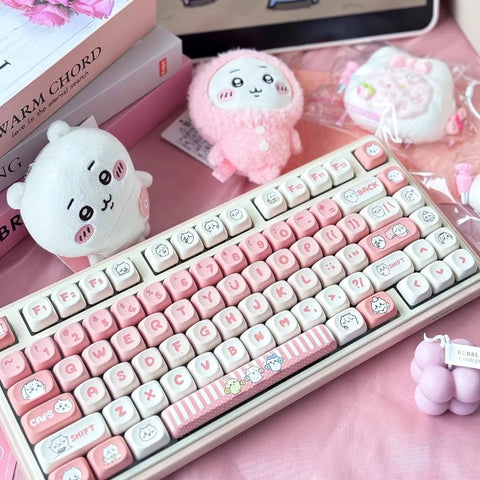 Pink Gee MOA Height PBT Keycap Set for MX Switch Mechanical Keyboards