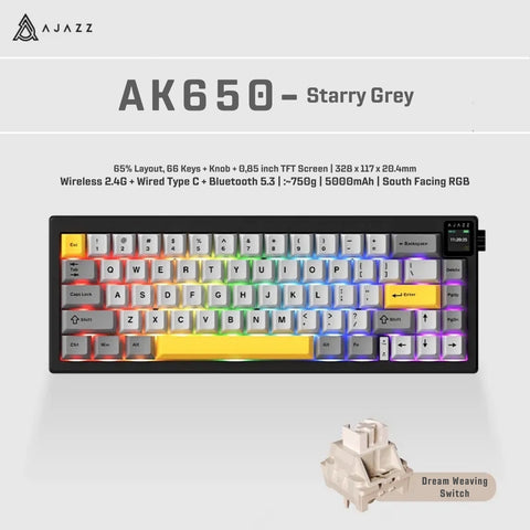AJAZZ AK650 65% Compact Tri-Mode Mechanical Keyboard