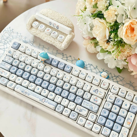 140-Key Ice Bear Blue Anime Keycap Set - SOA Keycap