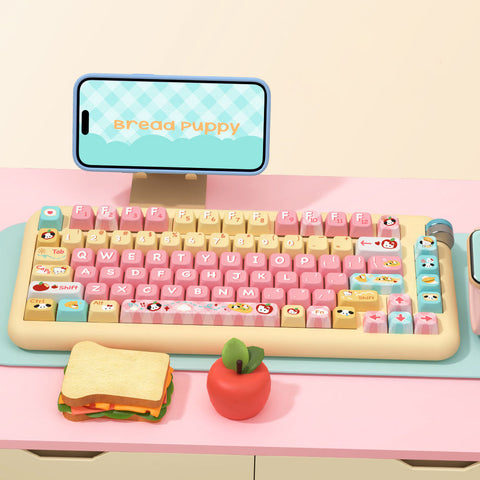 Cute Kitty Puppy Toast Keycap Set