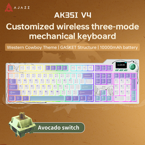 AJAZZ AK35I V4 Keyboard  Western cowboy Shell New Theme Tri-mode with screen RGB DIY