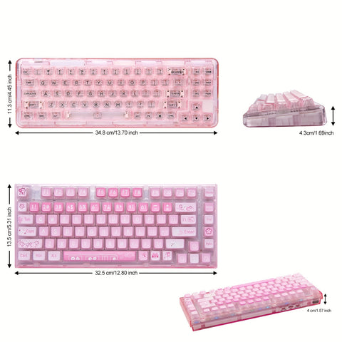 [71-Key Ergonomic Mechanical Keyboard] 1pc YUNZII X71 Ergonomic Mechanical Keyboard, 68% Layout 71-Key, with BT5.0/2.4G/USB-C Wired Tri-Mode, Transparent Keycap, Backlit, Hotkeys & Media Keys, USB Charging, Polymer Lithium Battery, for Win/Mac