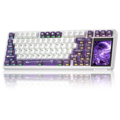 AULA L99 Smart-Screen Mechanical Keyboard — full top view, Dark Gray + White + Blue colorway