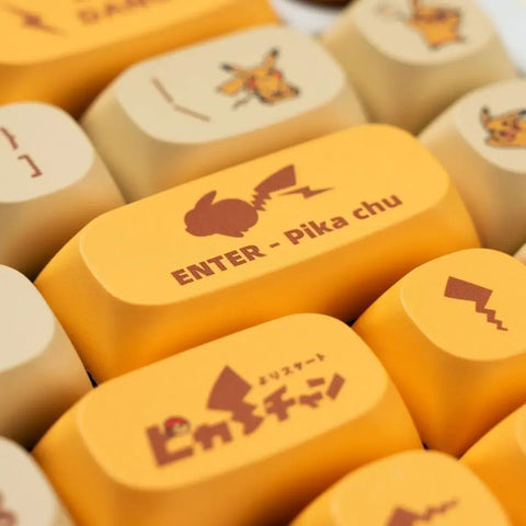 129-Key PBT Pikachu Pokémon Anime Keycap Set
