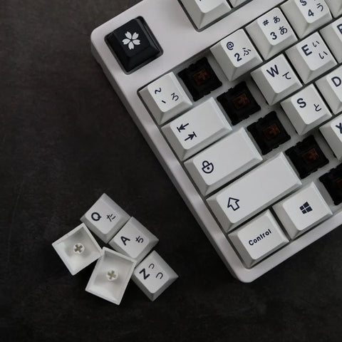 129-Key Minimalist White Japanese Keycap Set