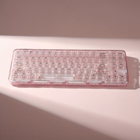 [71-Key Ergonomic Mechanical Keyboard] 1pc YUNZII X71 Ergonomic Mechanical Keyboard, 68% Layout 71-Key, with BT5.0/2.4G/USB-C Wired Tri-Mode, Transparent Keycap, Backlit, Hotkeys & Media Keys, USB Charging, Polymer Lithium Battery, for Win/Mac