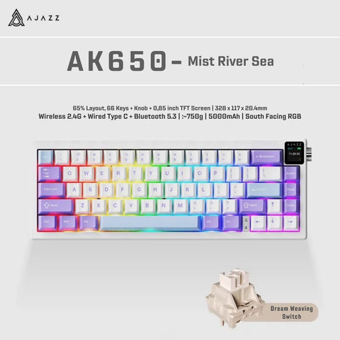 AJAZZ AK650 65% Compact Tri-Mode Mechanical Keyboard