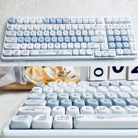 140-Key Ice Bear Blue Anime Keycap Set - SOA Keycap