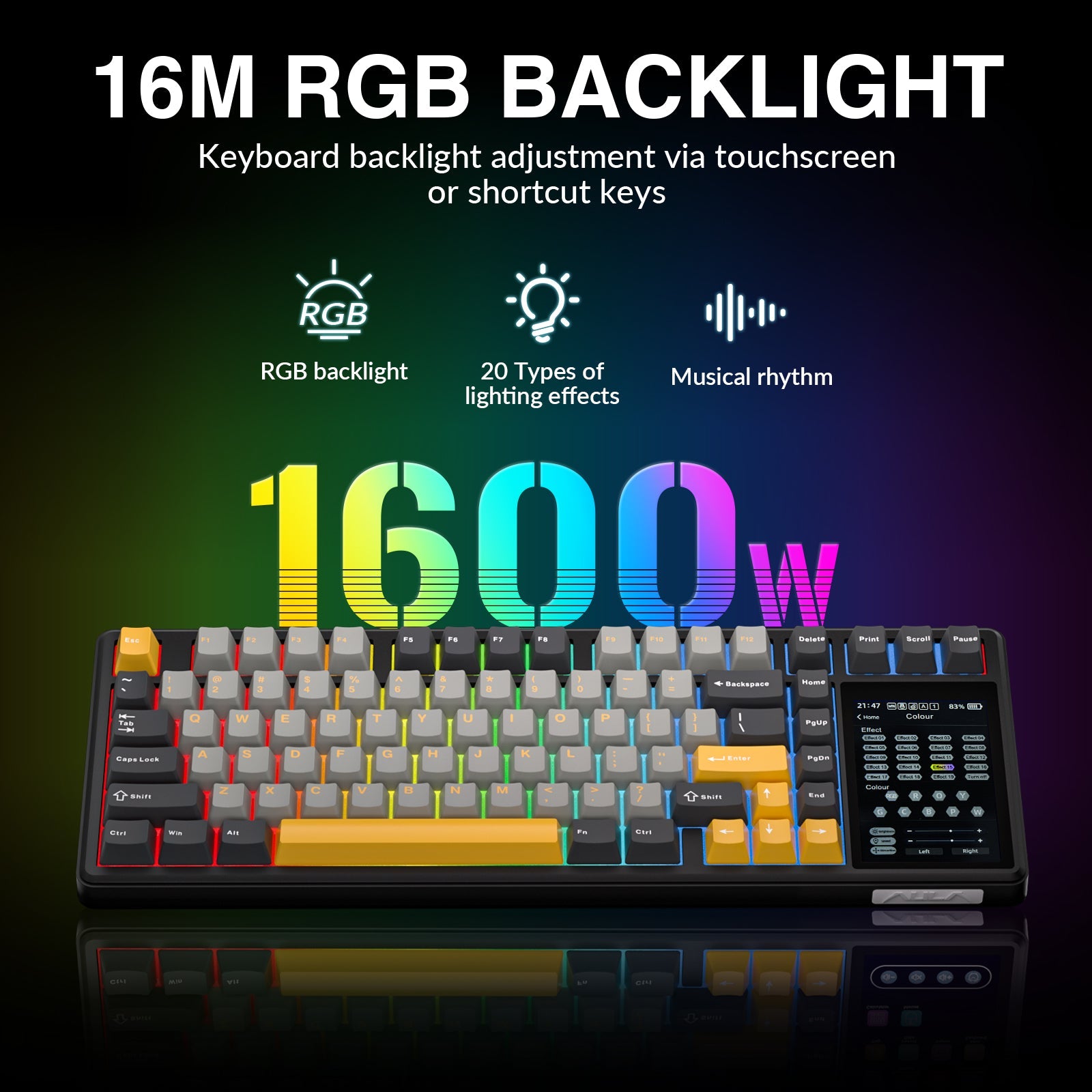 AULA L99 Keyboard — RGB backlit keys through translucent case, Translucent Purple + White colorway