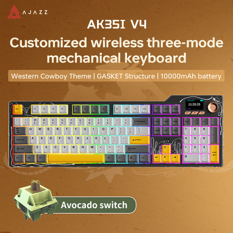 AJAZZ AK35I V4 Keyboard  Western cowboy Shell New Theme Tri-mode with screen RGB DIY