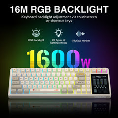AULA L99 Keyboard — RGB backlit keys in low light, Creamy Coffee colorway