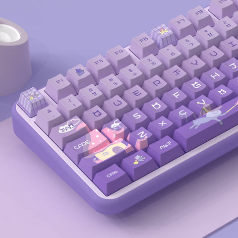 Cartoon Kitty Purple Keycap Set