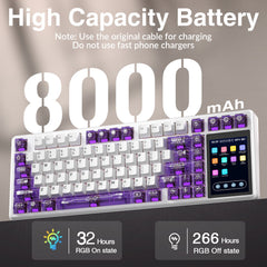 AULA L99 Keyboard — side profile and kickstand, Dark Gray + White + Blue colorway