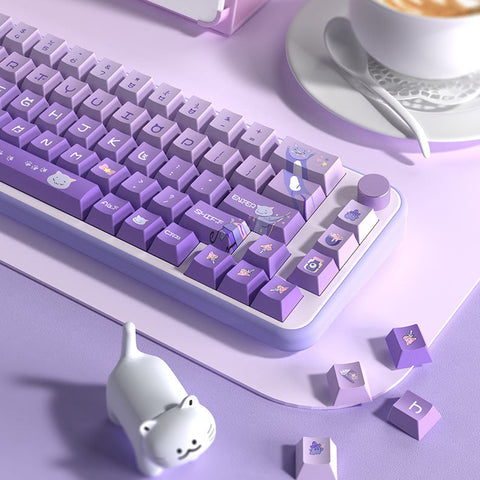 Cartoon Kitty Purple Keycap Set