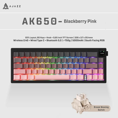 AJAZZ AK650 65% Compact Tri-Mode Mechanical Keyboard
