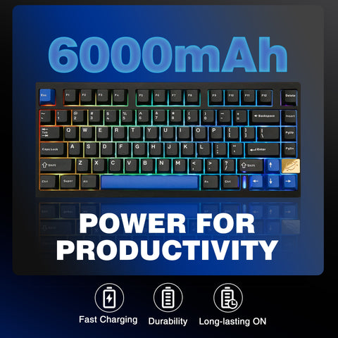 YUNZII AL75 Black 75% Aluminum Mechanical Gaming Keyboard - Wireless/Wired, Hot-Swappable Creamy Switches, RGB Backlit, Ergonomic TKL Design for Mac/Win