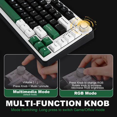 YUNZII B75 PRO Wireless Gaming Keyboard - 75% Compact Design with RGB, Hot-Swappable Mechanical Switches, Ergonomic Gasket Mount, and Multi-Connectivity (Wireless/Type-C/2.4G) - Black