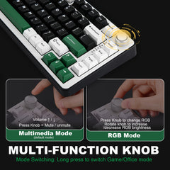 YUNZII B75 PRO Wireless Gaming Keyboard - 75% Compact Design with RGB, Hot-Swappable Mechanical Switches, Ergonomic Gasket Mount, and Multi-Connectivity (Wireless/Type-C/2.4G) - Black