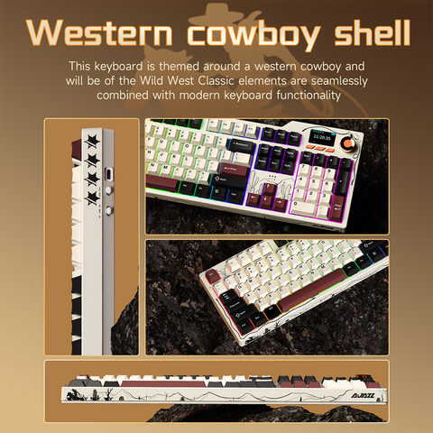 AJAZZ AK35I V4 Keyboard  Western cowboy Shell New Theme Tri-mode with screen RGB DIY