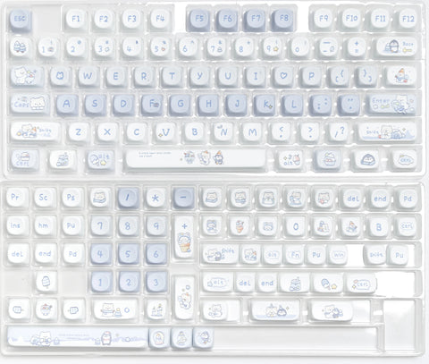 140-Key Ice Bear Blue Anime Keycap Set - SOA Keycap