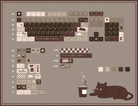 150-Key Programmer Coffee Keycap Set, SOA PBT Thermal Sublimation