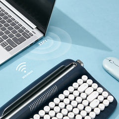 1pc YUNZII Retro Wireless BT Aesthetic Keyboard, Ergonomic Round Key Design, Multi-Device Connectivity, Hotkeys & Media Keys, with Adjustable Stand, Non-Rechargeable AAA Battery, for 36V Max Operating Voltage