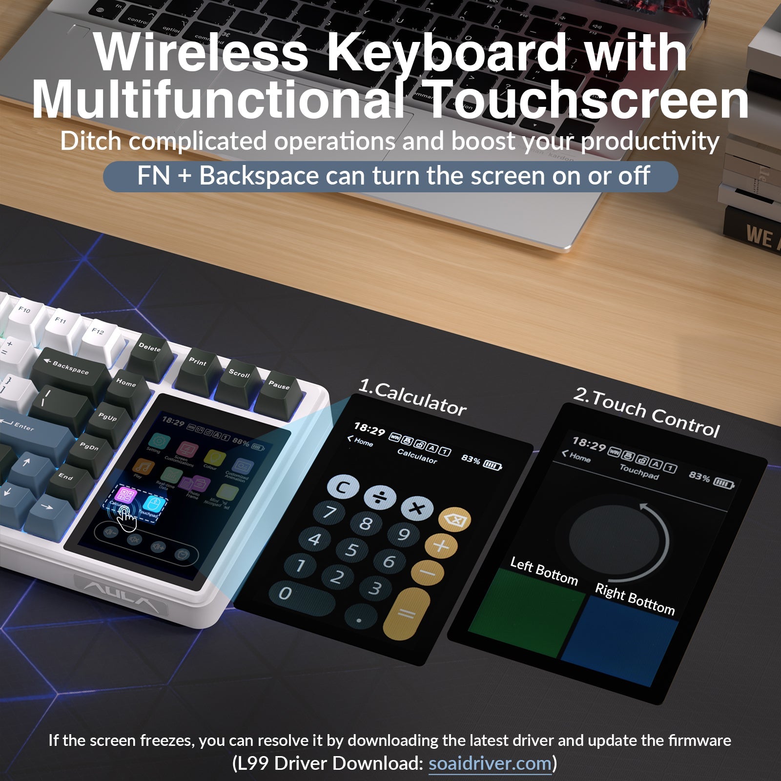 AULA L99 Keyboard — hot-swappable socket detail, Translucent Red + Black colorway