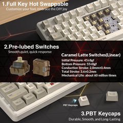 AULA L99 Keyboard — hot-swappable socket detail, Creamy Coffee colorway