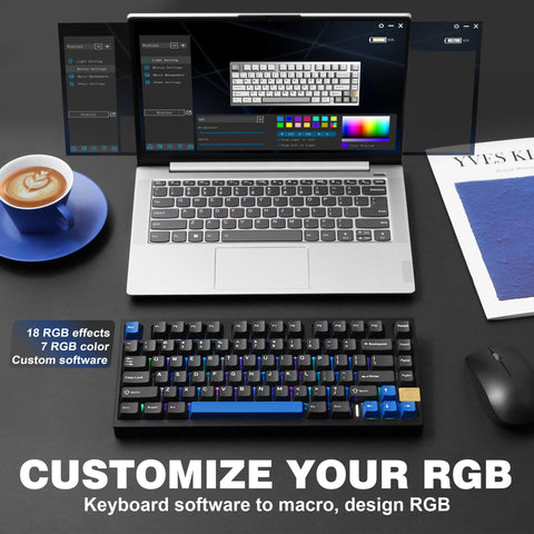 YUNZII AL75 Black 75% Aluminum Mechanical Gaming Keyboard - Wireless/Wired, Hot-Swappable Creamy Switches, RGB Backlit, Ergonomic TKL Design for Mac/Win