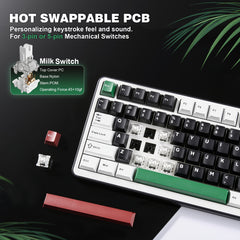 YUNZII B75 PRO Wireless Gaming Keyboard - 75% Compact Design with RGB, Hot-Swappable Mechanical Switches, Ergonomic Gasket Mount, and Multi-Connectivity (Wireless/Type-C/2.4G) - Black