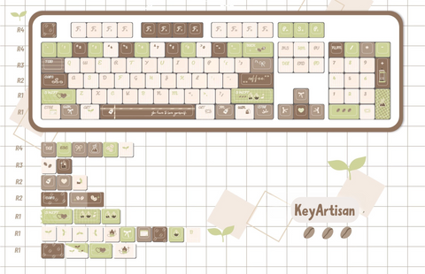 Cute Matcha Latte Coffee Theme Keycap Set