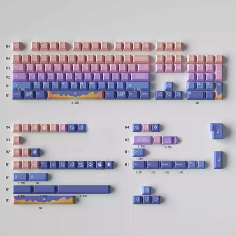 Cute Fairy Tale Theme Purple Gradient Keycap Set