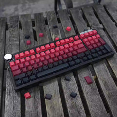 Cool Red Gradient PBT ISO Backlit Keycaps Set for Mechanical Keyboard, Cherry Profile, Side Print Keycaps, Dye-Sub Legends, Mx(+)Switches, 136pcs