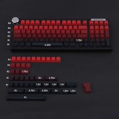 Cool Red Gradient PBT ISO Backlit Keycaps Set for Mechanical Keyboard, Cherry Profile, Side Print Keycaps, Dye-Sub Legends, Mx(+)Switches, 136pcs