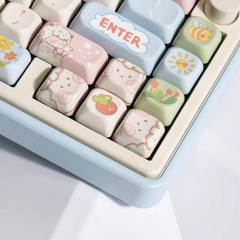 Cute Sheep Picnic Theme Animal Keycap Set