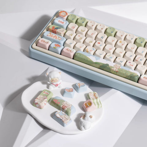 Cute Sheep Picnic Theme Animal Keycap Set