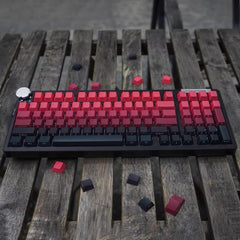 Cool Red Gradient PBT ISO Backlit Keycaps Set for Mechanical Keyboard, Cherry Profile, Side Print Keycaps, Dye-Sub Legends, Mx(+)Switches, 136pcs